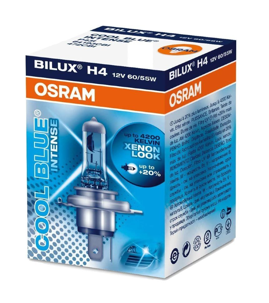 Галогеновая лампа OSRAM H4 +100% COOL BLUE INTENSE 12V 60/55W