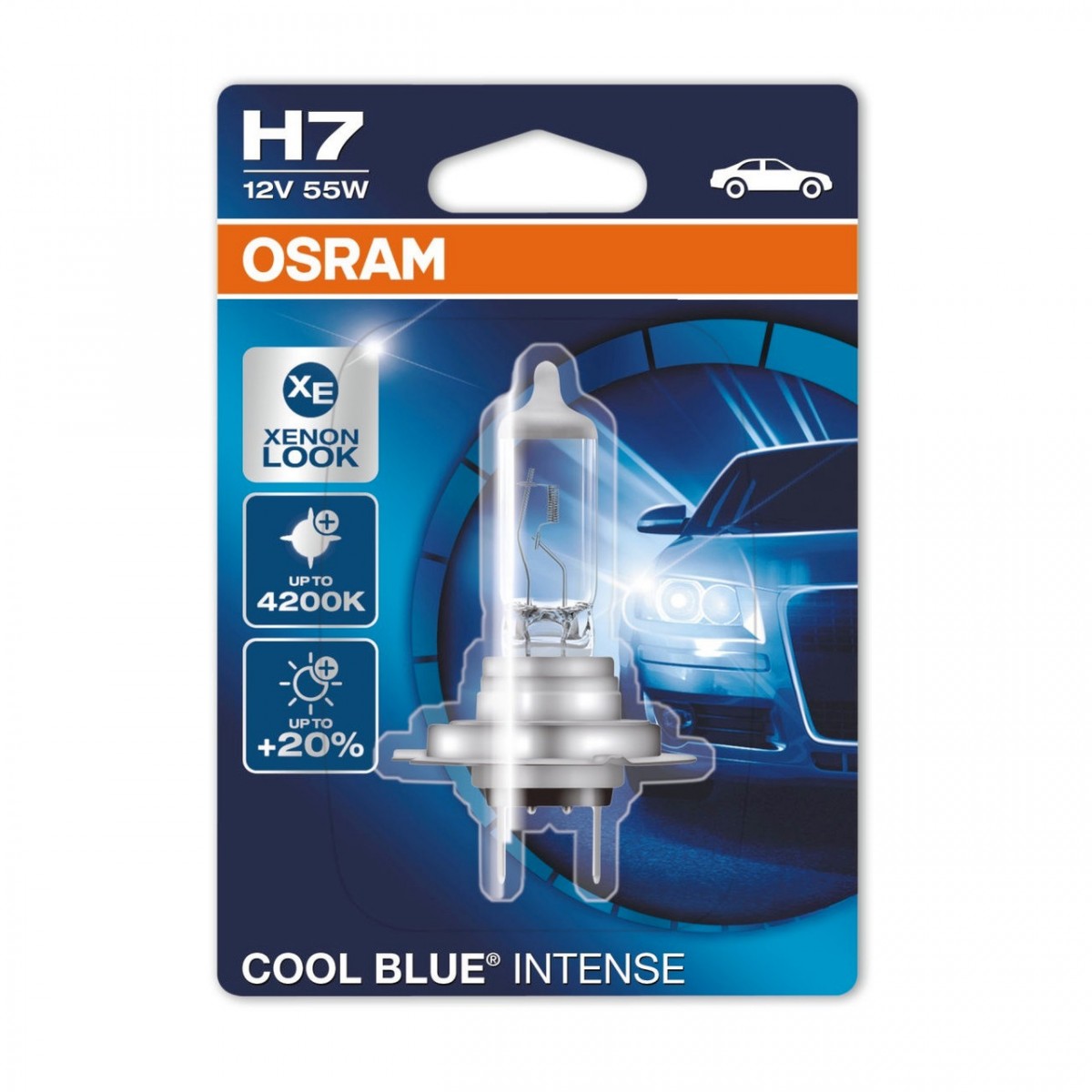Галогеновая лампа OSRAM H7 +100% COOL BLUE INTENSE 12V 55W
