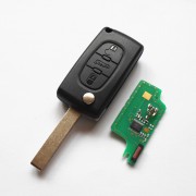 Ключ с платой выкидной (PC10) Citroen 3 кнопки (Лезвие VA2, плата 433 Мгц, чип ID46)
